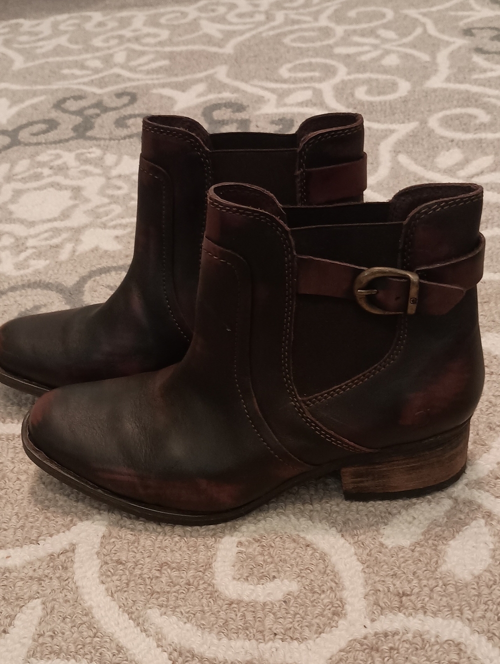 Born Morocco Leather Ankle Booties with Buckle Strap